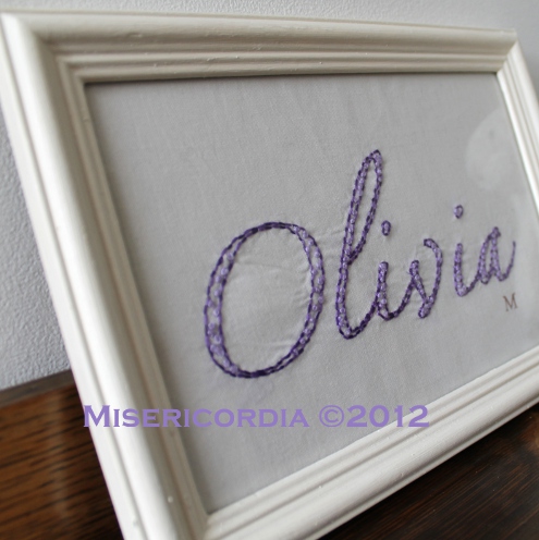 Olivia hand embroidery - Misericordia 2012