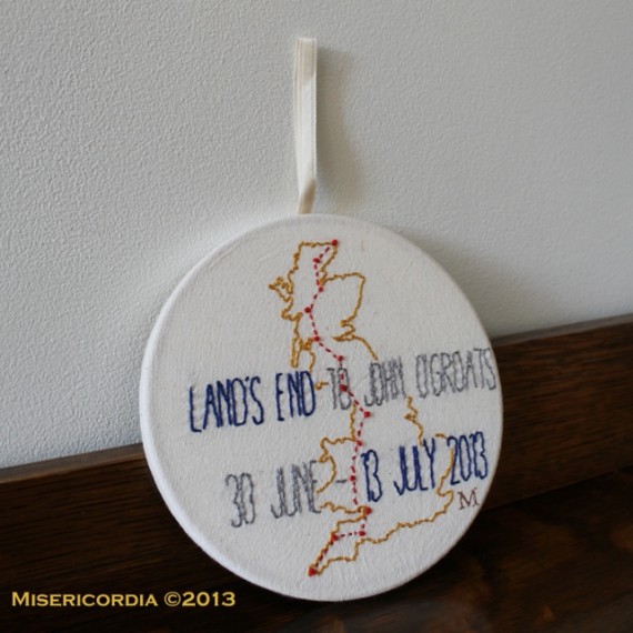 Land's End to John O'Groats commemorative hoop - Misericordia 2013