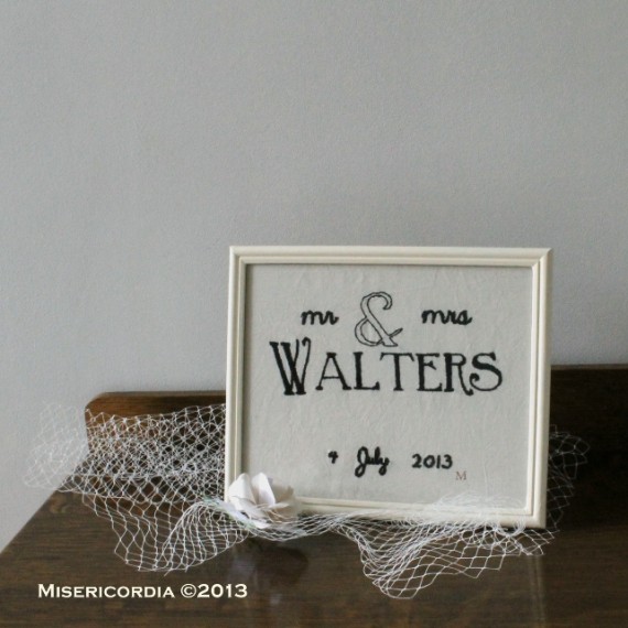 Mr & Mrs Walters hand embroidery - Misericordia 2013