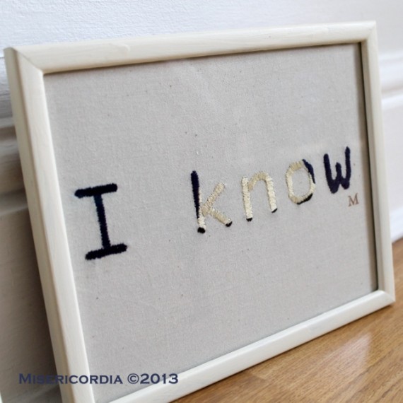 I love you - I know hand embroidery - Misericordia 2013