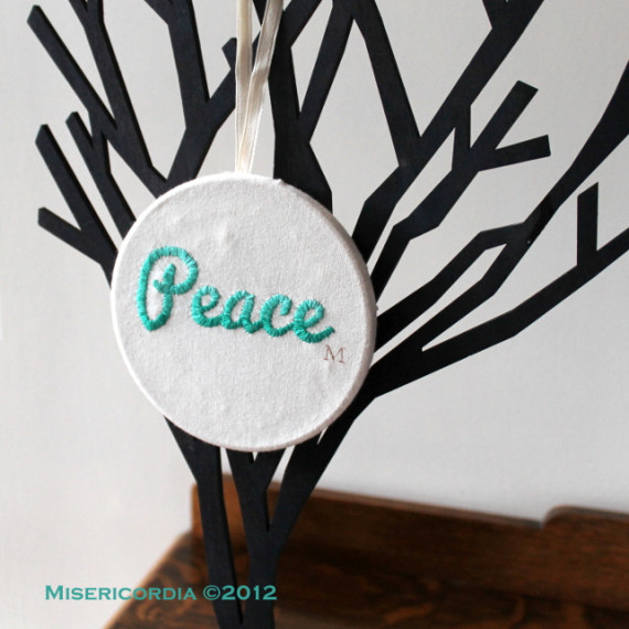 Peace hand embroidery - Misericordia 2012