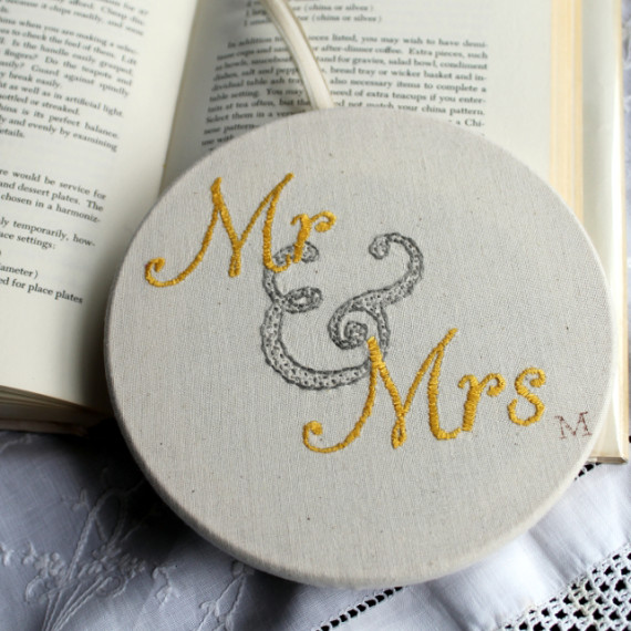 Mr & Mrs hand embroidered hoop - Misericordia 2014