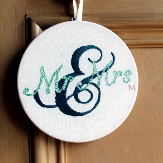 Mr & Mrs hand embroidered hoop - Misericordia 2014