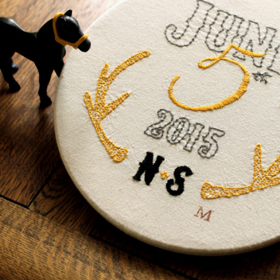 N & S hand embroidered wedding hoop - Misericordia 2015